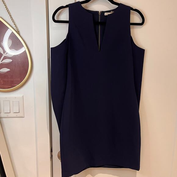 Alice + Olivia Navy Blue Cold Shoulder Niko Sheath Dress Sz 6 - Picture 2 of 11